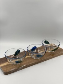 Tbua madeira com 3 bowls pintada